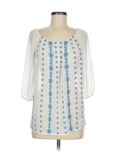 Pre-owned Inc International Concepts 3/4 Sleeve Blouse In White