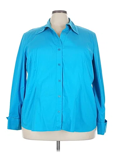 Pre-owned Inc International Concepts 3/4 Sleeve Button Down Shirt In Blue