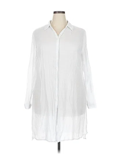 Pre-owned Inc International Concepts 3/4 Sleeve Button Down Shirt In White