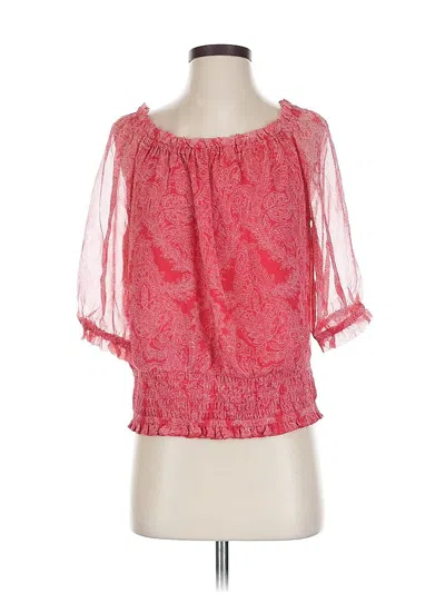 Pre-owned Inc International Concepts 3/4 Sleeve Silk Top Red Sweetheart Neckline Tops