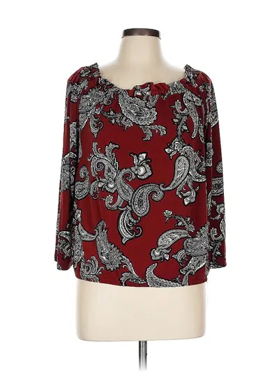 Pre-owned Inc International Concepts 3/4 Sleeve T-shirt In Burgundy