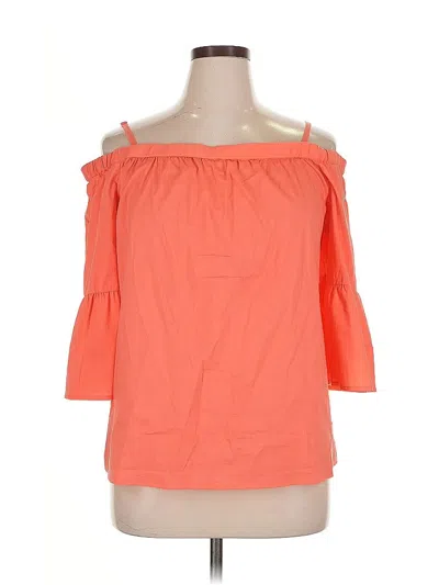 Pre-owned Inc International Concepts 3/4 Sleeve T-shirt In Orange