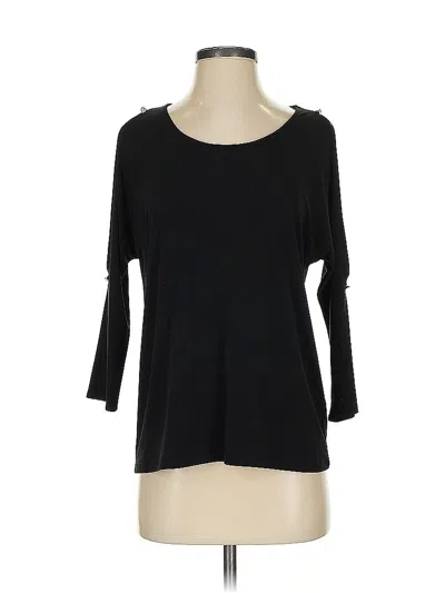 Pre-owned Inc International Concepts 3/4 Sleeve Top Black Boatneck Tops
