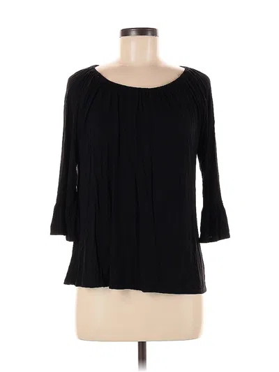 Pre-owned Inc International Concepts 3/4 Sleeve Top Black Boatneck Tops