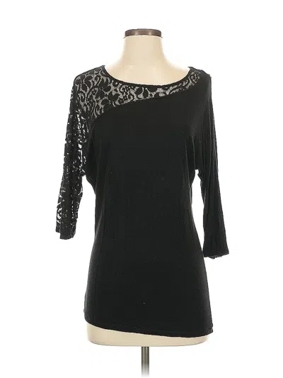 Pre-owned Inc International Concepts 3/4 Sleeve Top Black Boatneck Tops