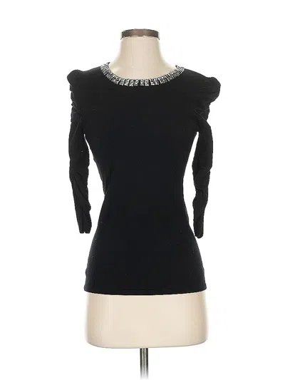 Pre-owned Inc International Concepts 3/4 Sleeve Top Black Keyhole Neckline Tops