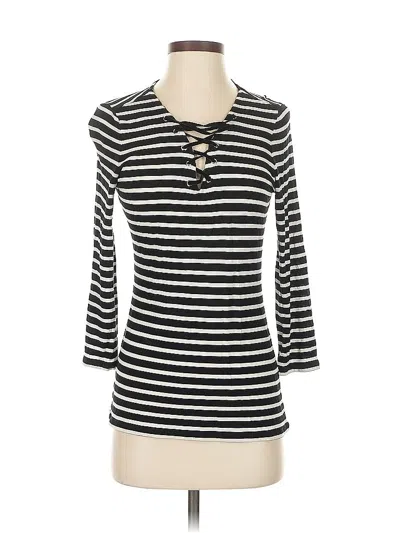 Pre-owned Inc International Concepts 3/4 Sleeve Top Black Keyhole Neckline Tops