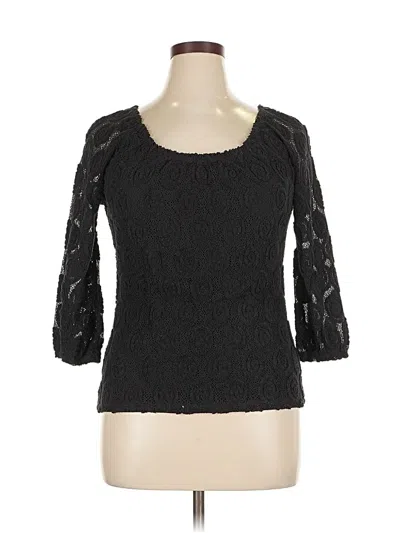 Pre-owned Inc International Concepts 3/4 Sleeve Top Black Square Neckline Tops