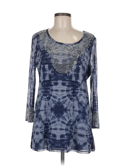 Pre-owned Inc International Concepts 3/4 Sleeve Top Blue Scoop Neck Tops