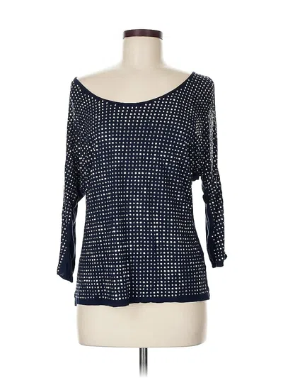 Pre-owned Inc International Concepts 3/4 Sleeve Top Blue Square Neckline Tops