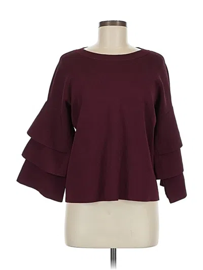 Pre-owned Inc International Concepts 3/4 Sleeve Top Burgundy Boatneck Tops