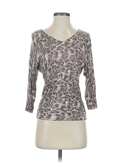 Pre-owned Inc International Concepts 3/4 Sleeve Top Gray Scoop Neck Tops