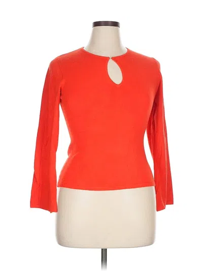 Pre-owned Inc International Concepts 3/4 Sleeve Top Orange Keyhole Neckline Tops