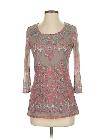 Pre-owned Inc International Concepts 3/4 Sleeve Top Red Keyhole Neckline Tops