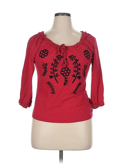 Pre-owned Inc International Concepts 3/4 Sleeve Top Red Sweetheart Neckline Tops