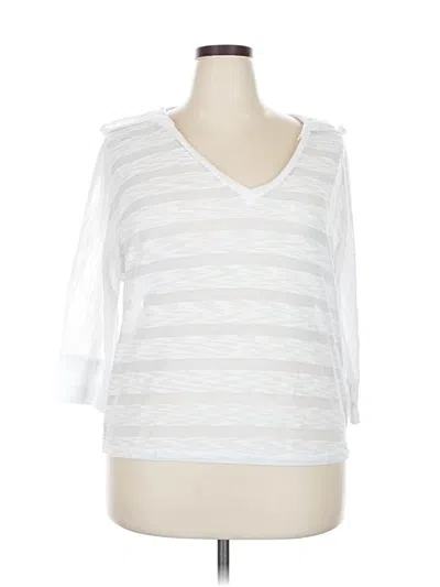 Pre-owned Inc International Concepts 3/4 Sleeve Top White V Neck Tops