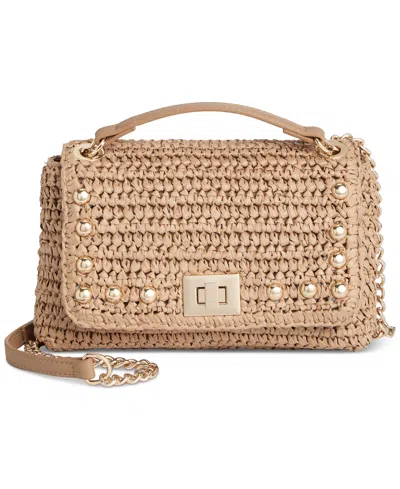 Inc International Concepts Ajae Crochet Small Straw Shoulder Bag, Created For Macy's In Straw,natural