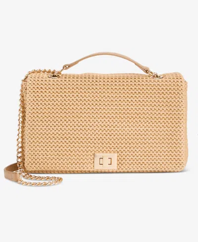 Inc International Concepts Ajae Flap Straw Crossbody, Exclusively At Macy's In Natural Straw Printed Trim