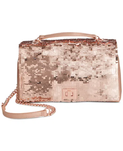 Inc International Concepts Ajae Soft Sequin Top Handle Bag, Created For Macy's In Rose Gold