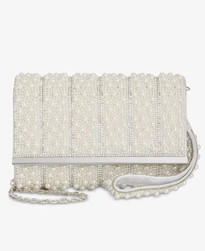 Inc International Concepts All Over Pearl Pouch Clutch, Exclusively At Macy's In Silver