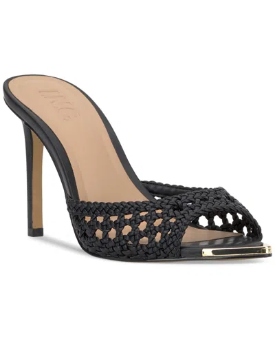 Inc International Concepts Amra Dress Slide Sandals, Created For Macy's In Black Woven