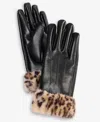 Inc International Concepts Animal Printed Faux Fur Cuff Gloves, Macy's Exclusive In Black