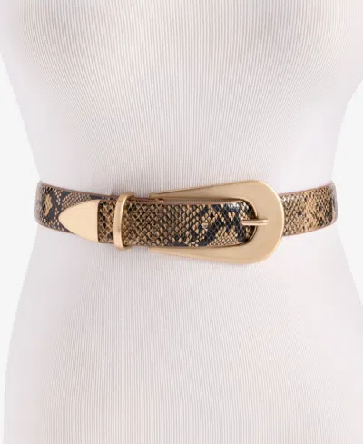 Inc International Concepts Animal-print 3-piece Hardware Belt, Macy's Exclusive In Neutral Snake