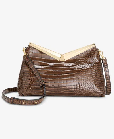Inc International Concepts Bawdii Croc-embossed Shoulder Bag, Macy's Exclusive In Purple