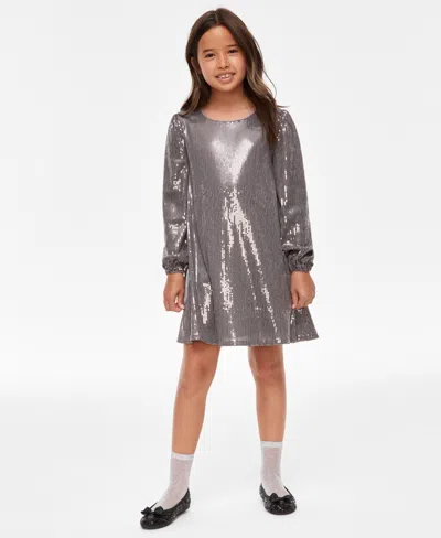 Inc International Concepts Big Girls Mommy & Me Sequin Dress, Created For Macy's In Gunmetal S