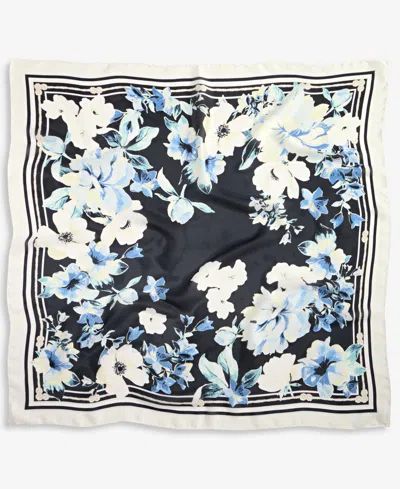 Inc International Concepts Bordered Floral Square Scarf, Macy's Exclusive In Blue