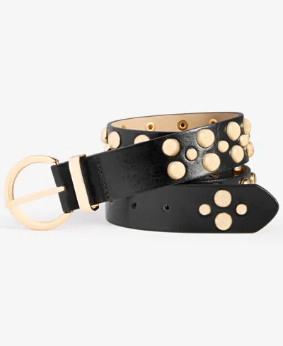 Inc International Concepts Bubble Stud Faux-leather Belt, Exclusively At Macy's In Charcoal