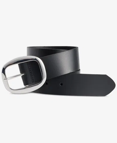 Inc International Concepts I.n.c International Concepts Centerbar Oval Buckle Leather Belt, Macy's Exclusive In Black