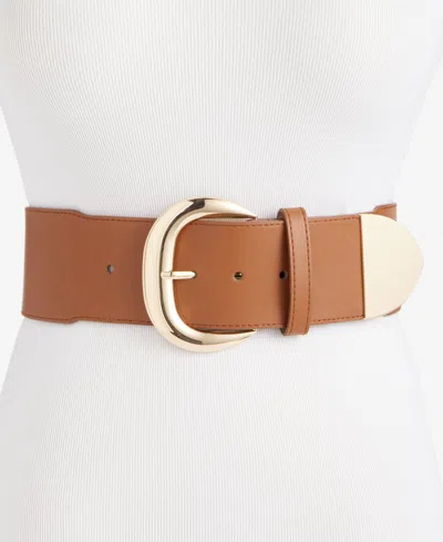 Inc International Concepts Chunky Buckle Stretch Belt, Macy's Exclusive In Brown