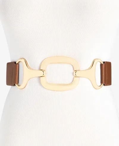 Inc International Concepts Chunky Hardware Stretch Straw Belt, Macy's Exclusive In Gold