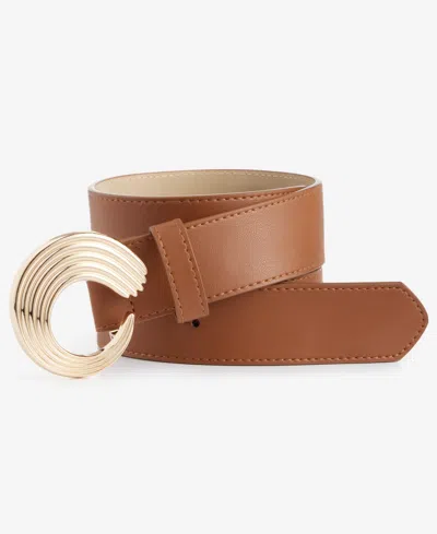 Inc International Concepts Circle Wave Buckle Belt, Macy's Exclusive In Brown