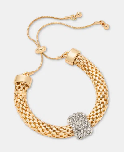 Inc International Concepts Crystal Adjustable Pull Tie Bracelet, Macy's Exclusive In Gold,cryst