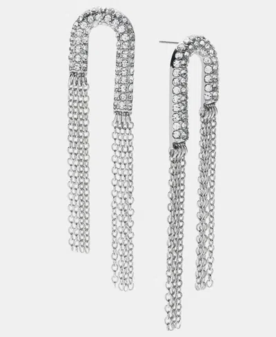Inc International Concepts Crystal & Chain Fringe U-shaped Statement Earrings, Macy's Exclusive In Brown