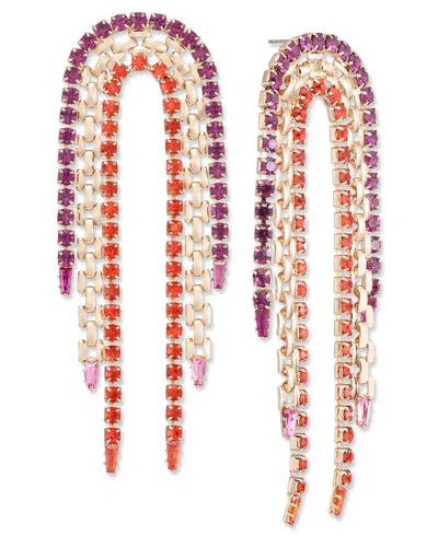 Inc International Concepts Crystal & Chain Looped Statement Earrings, Created For Macy's In Multi