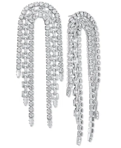 Inc International Concepts Crystal & Chain Looped Statement Earrings, Created For Macy's In Metallic