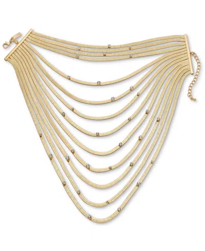 Inc International Concepts Crystal & Omega Chain Layered Necklace, 9-3/4 + 3" Extender, Created For Macy's In Gold
