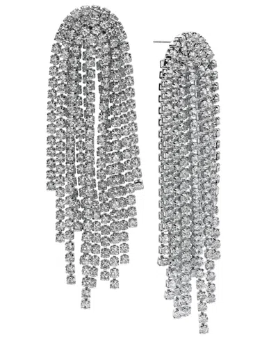 Inc International Concepts Crystal Chain Chandelier Earrings, Created For Macy's In Silver