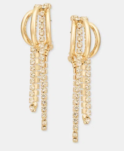 Inc International Concepts Crystal Chain Split-hoop Earrings, Macy's Exclusive In Gold,cryst