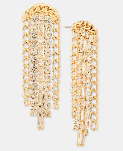 Inc International Concepts Crystal Chain Waterfall Chandelier Earrings, Macy's Exclusive In Gold,cryst