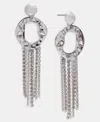 Inc International Concepts Crystal Circle & Fringe Statement Earrings, Macy's Exclusive In Metallic