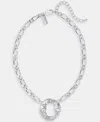 Inc International Concepts Crystal Circle Pendant Necklace, 16" + 3" Extender, Macy's Exclusive In Silver