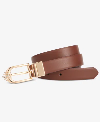 Inc International Concepts Crystal Embellished Reversible Belt, Macy's Exclusive In Brown