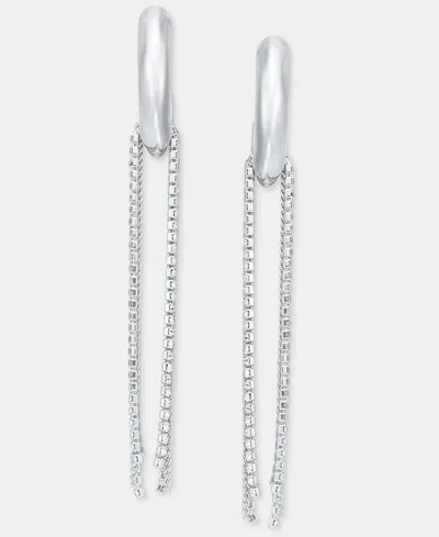 Inc International Concepts Crystal Fringe C-hoop Earrings, Macy's Exclusive In Rhodium,cr