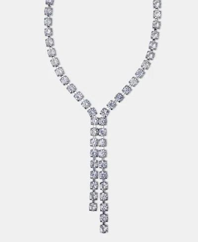 Inc International Concepts Crystal Lariat Necklace, 22-1/2" + 3" Extender, Macy's Exclusive In Silver
