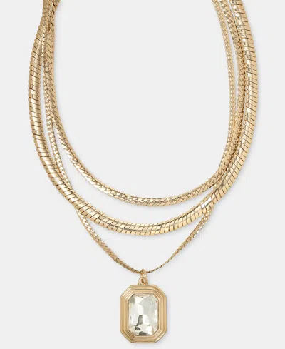 Inc International Concepts Crystal Layered Pendant Necklace, 17" + 3" Extender, Macy's Exclusive In Gold