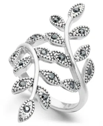 Inc International Concepts Crystal Leaf Wrap Ring, Created For Macy's In Silver